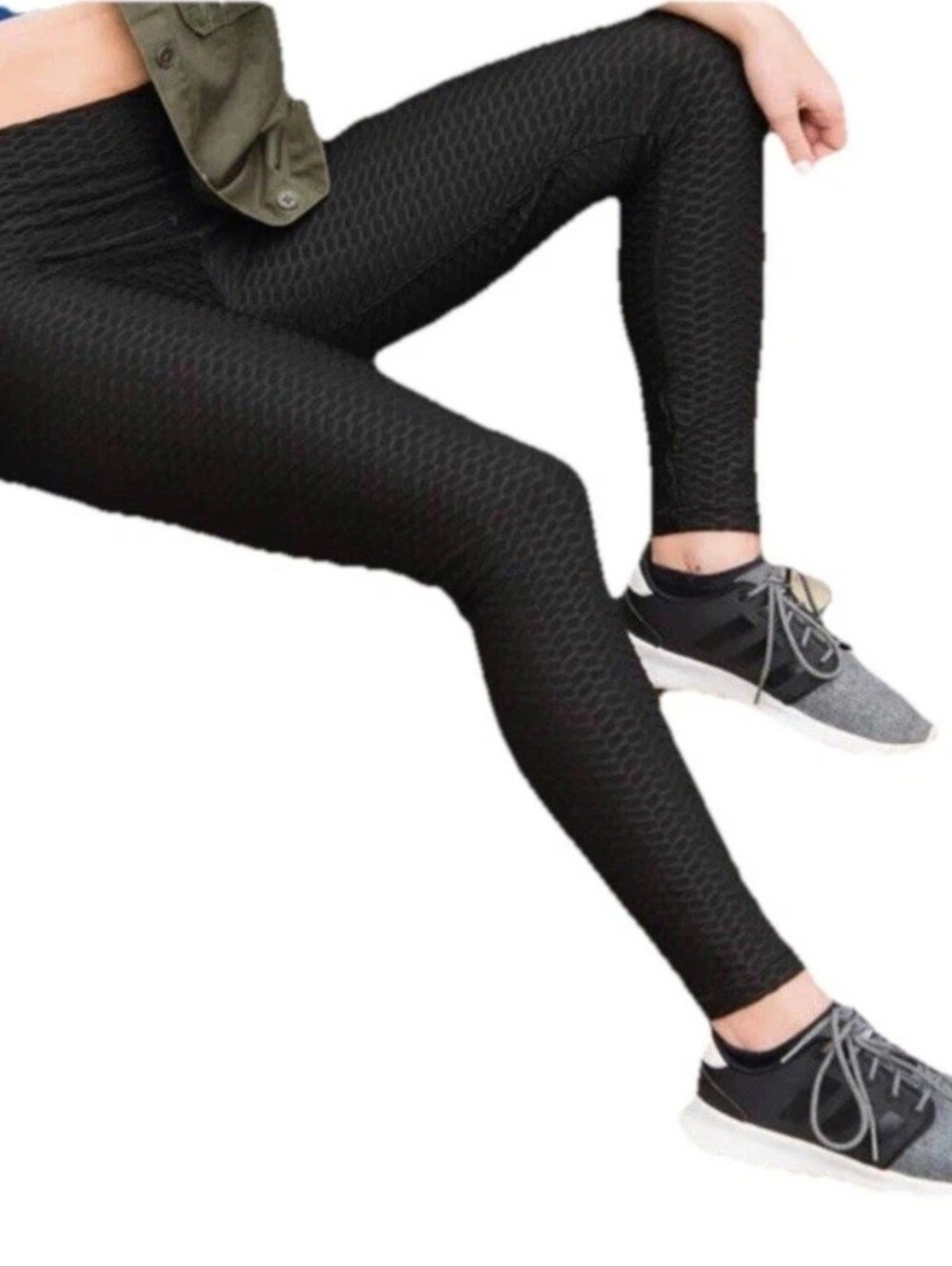 True Rock Black Honeycomb Textured High-Waist Stretch Leggings L/XL